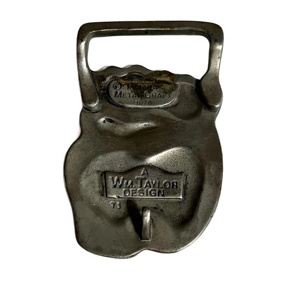 VTG Indiana Metal Craft-WM. Taylor Design 1976 Pewter and Natural Stone  Buckle - Picture 3 of 3